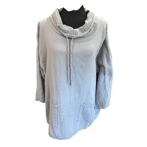 J. Jill Woven Cowl Neck Woven Soft Cotton Top Pullover Casual Minimalist XL